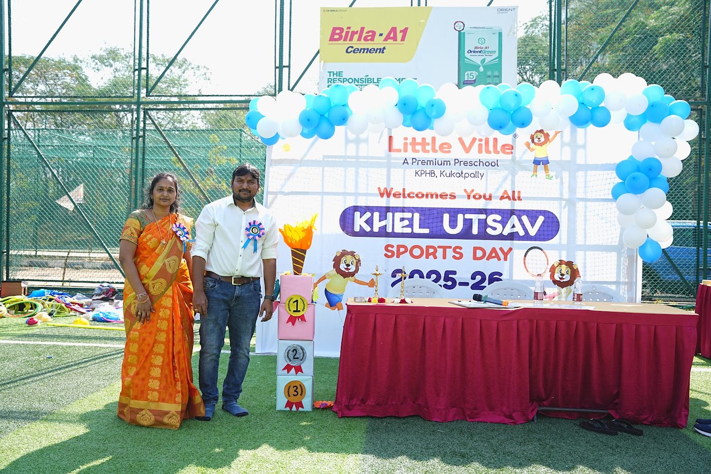 The Khel Utsav Sports Day 2025-26 welcome banner at the Little Ville KPHB centre
