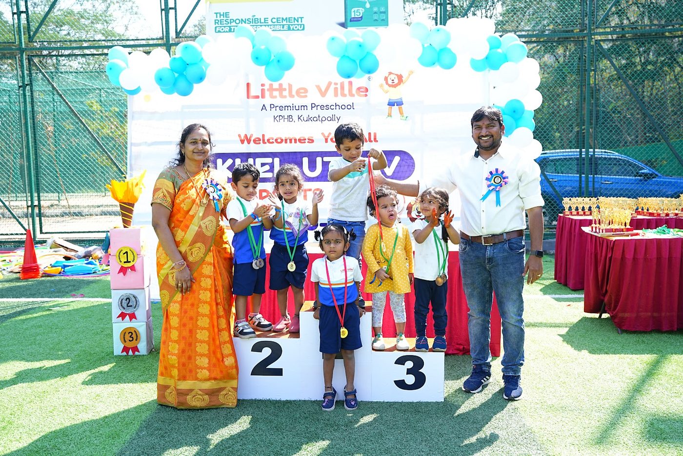On the winners' podium