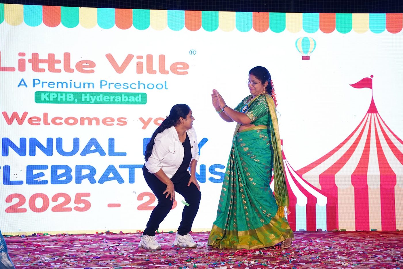 Little Ville staff members performing together at the Annual Day celebrations
