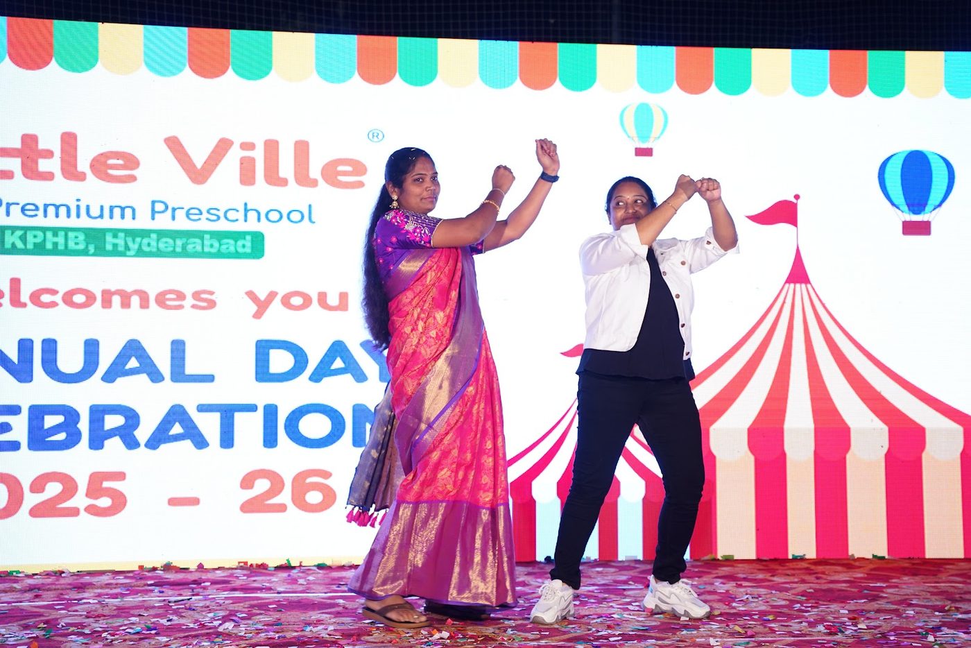 Little Ville teachers performing a dance on stage at Annual Day 2025-26